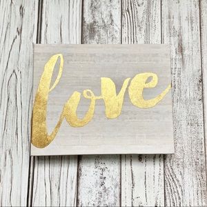 Love Metallic Gold Word / Quote Canvas
